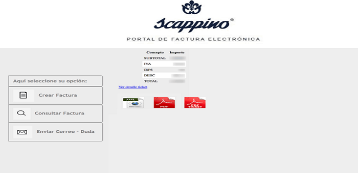 Imprimir factura electrónica de Scappino