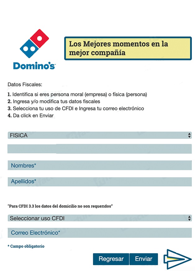 datos fiscales dominos pizza