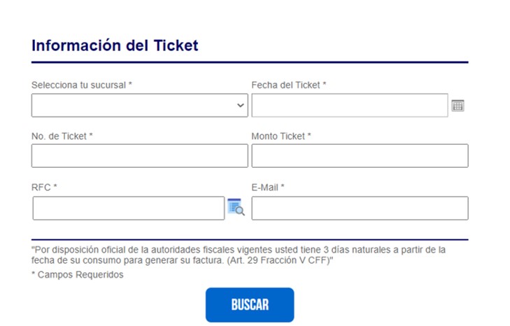 ingresar información del ticket