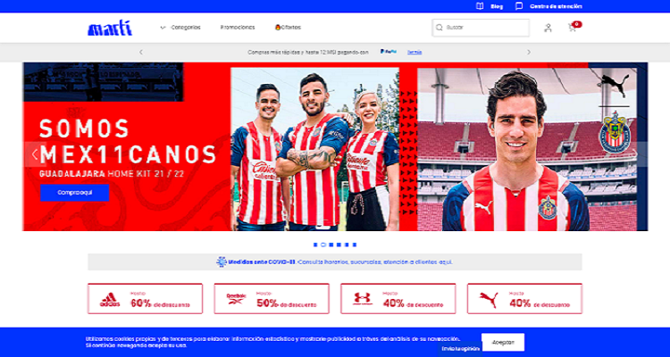 Portal web para ingresar la factura electrónica de Marti Deportes